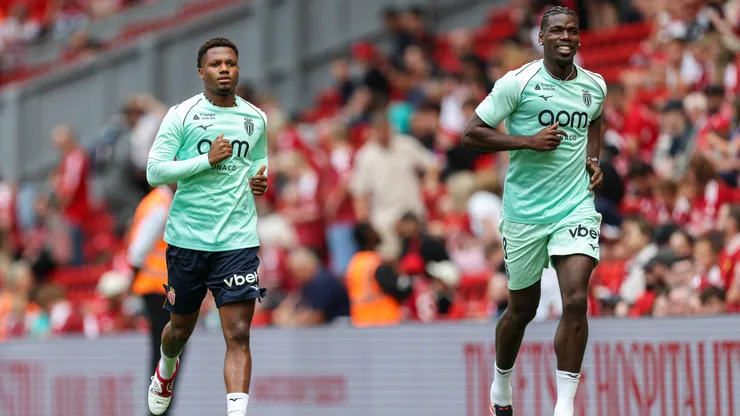 RECORD DATE NOT STATED 9th August 2026 Anfield, Liverpool, Merseyside, England Friendly Football, Liverpool versus Monaco Ansu Fati of AS Monaco and Paul Pogba of AS Monaco warmup AidanxHunter
