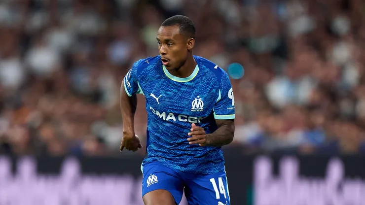 Igor Paixão, do Olympique de Marseille, em ação durante a partida da 1ª rodada da fase de grupos da UEFA Champions League 2025/26 entre Real Madrid CF e Olympique de Marseille, no Estádio Santiago Bernabéu, em 16 de setembro de 2025, em Madri, Espanha. (Foto de Angel Martinez/Getty Images)