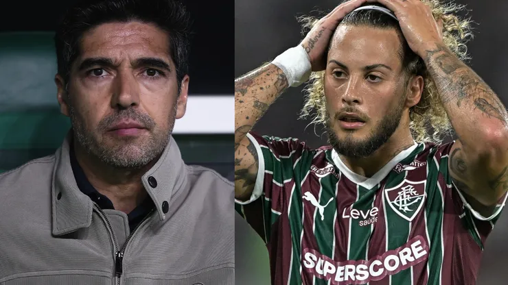 Abel Ferreira e Guga discutiram na partida. Fotos: Ettore Chiereguini e Thiago Ribeiro/AGIF