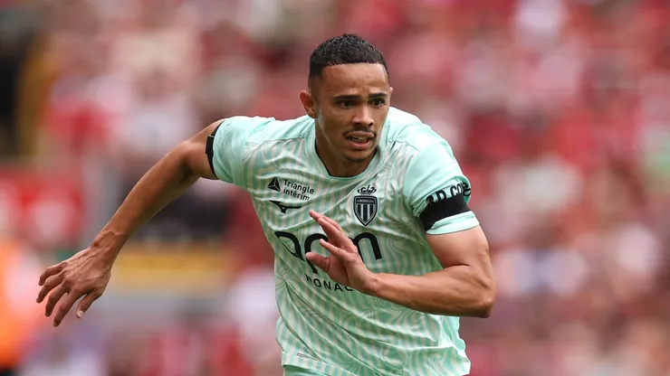 Vanderson, do AS Monaco, durante o amistoso de pré-temporada entre Liverpool FC e AS Monaco em Anfield, em 9 de agosto de 2026, em Liverpool, Inglaterra. (Foto de Jan Kruger/Getty Images)