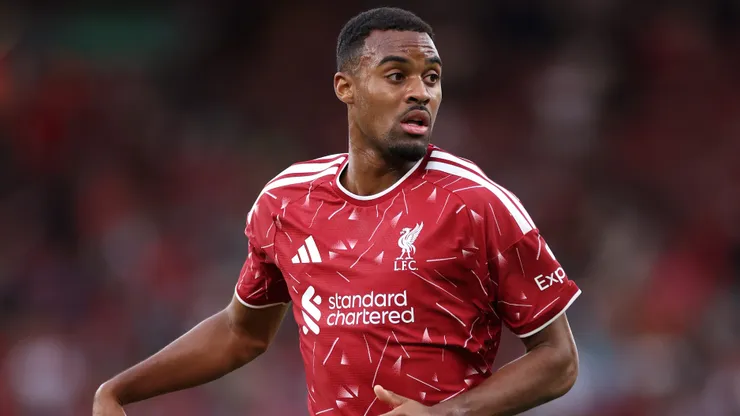 Ryan Gravenberch of Liverpool looks on during the pre-season friendly match between Liverpool FC and Como Calcio at Anfield on August 16, 2026 in Liverpool, England.