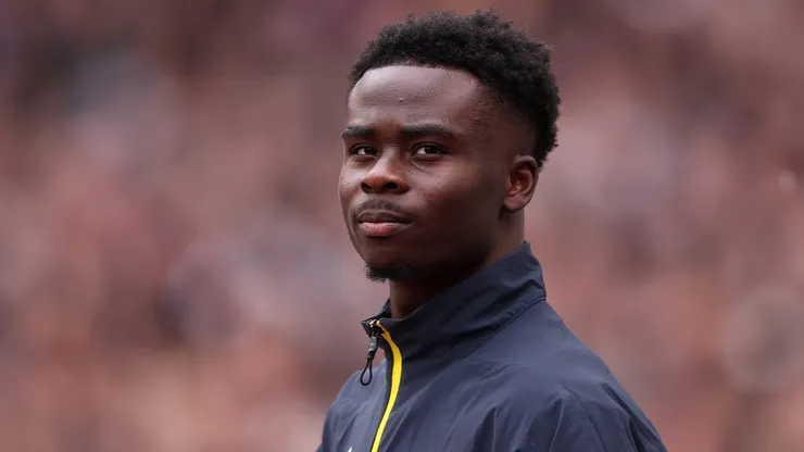 Bukayo Saka of Arsenal during the Premier League match between West Ham United and Arsenal at London Stadium on May 10, 2026 in London, England.