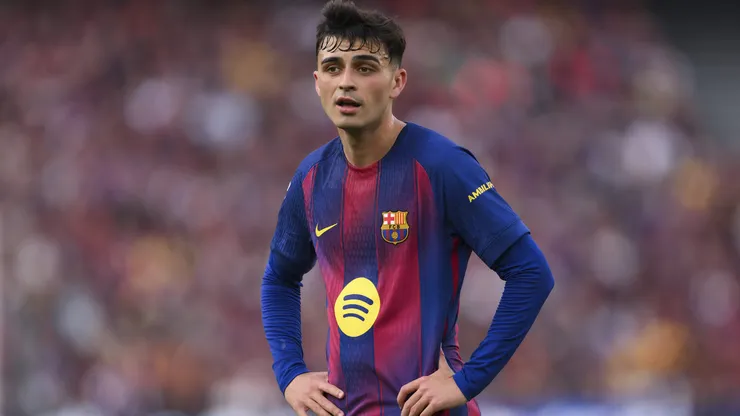 Pedri of FC Barcelona looks on during the LaLiga EA Sports match between FC Barcelona and RCD Espanyol de Barcelona at Spotify Camp Nou on April 11, 2026 in Barcelona, Spain.