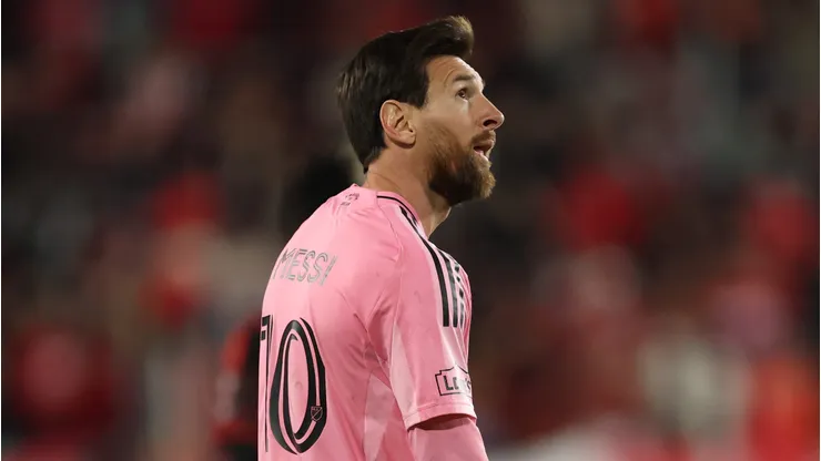 HARRISON, NEW JERSEY - OCTOBER 24: Lionel Messi #10 of Inter Miami CF looks on during the MLS match between Red Bull New York and Inter Miami CF at Sports Illustrated Stadium on October 24, 2026 in Harrison, New Jersey. (Photo by Elsa/Getty Images)