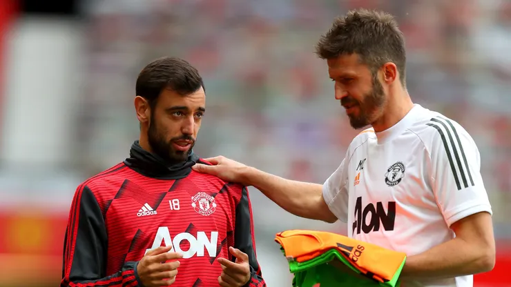 Michael Carrick e Bruno Fernandes se reuniram.
