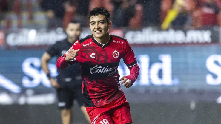 Gilberto Mora of Tijuana celebrates after scoring his team's second goal during the Play-in match between Tijuana and FC Juarez as part of the Torneo Apertura 2025 Liga MX at Caliente Stadium on November 20, 2025 in Tijuana, Mexico.
