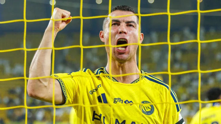 RIYADH, SAUDI ARABIA - OCTOBER 29: Cristiano Ronaldo of Al Nassr celebrates after the Saudi Pro League match between Al Nassr and Al Kholood at Al Awwal Park on October 29, 2026 in Riyadh, Saudi Arabia. Al Nassr defeated Al Kholood 5-3. (Photo by Abdullah Ahmed/Getty Images)